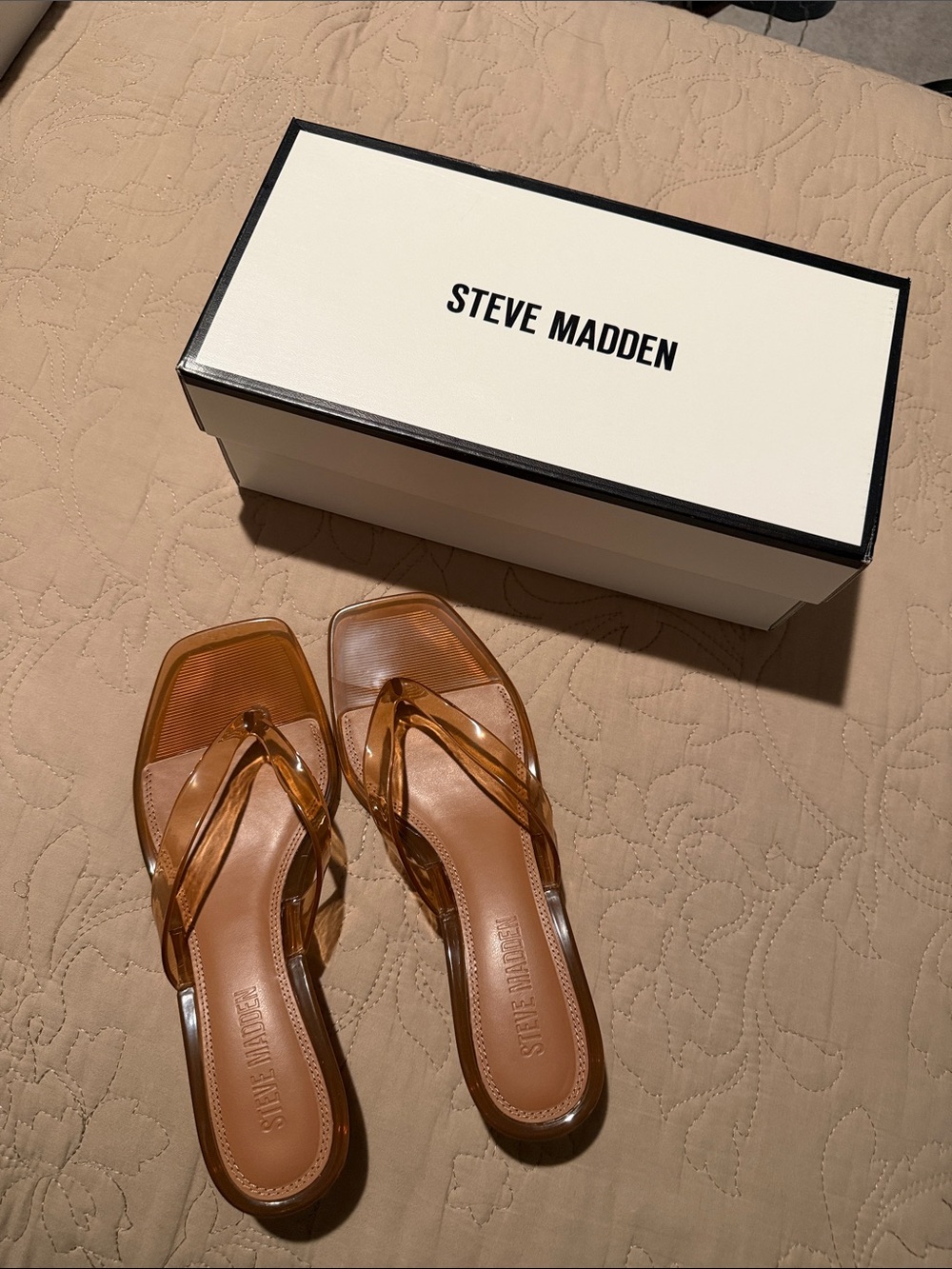 Steve Madden Amber Brown Jelly Thong Slide Sandals